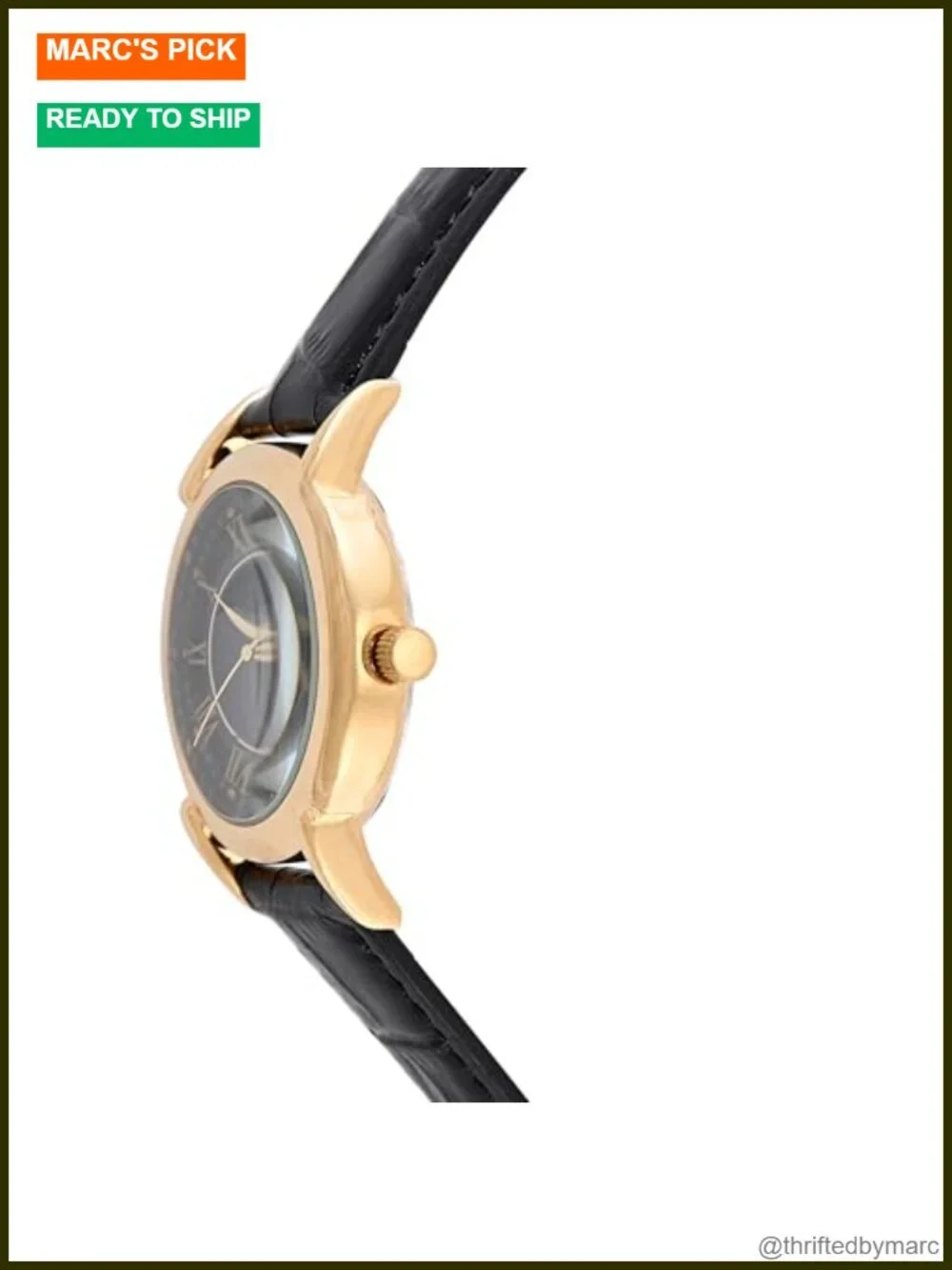 14K Gold Plated Moon Phase Leather Dress Watch